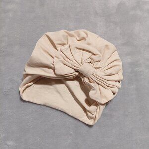 Baby Turban Hat Neutral Beige Bow Headwrap Photoshoot One Size